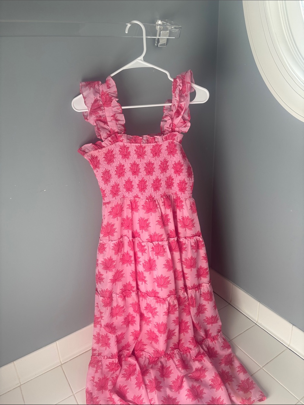 Pink Tiered Maxi Dress with Ruffled Straps